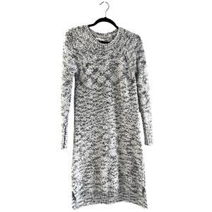 Maurices SWEATER DRESS Size S White Black Gray Knobby Knit & Gold Thread